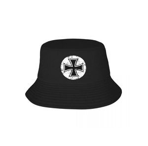Knights Templar Bucket <b>Hat</b> - Unisex Black White Cross Cotton Sun <b>Cap</b> - Product Image 1