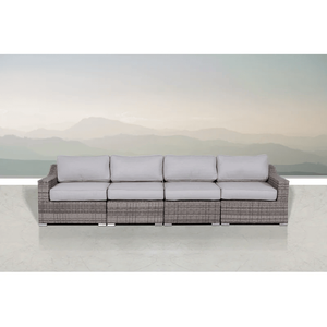 Ensemble de meubles de patio modulaires en rotin, 4 pièces, entièrement assemblé, avec coussins confortables - Product Image 1