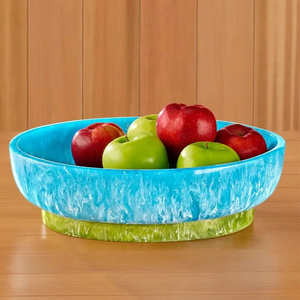 Bol en résine rose et vert à motif de fleurs de cactus |   Plat de rangement artisanal à accents botaniques pour la décoration de table basse - Product Image 6
