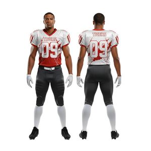 Ventes en gros de maillots de football américain en tissu mesh blanc et noir, respirants et anti-transpiration, pour les matchs de championnat - Product Image 1