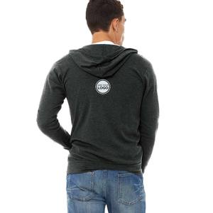 Trrblend Sweat à capuche zippé intégral basique décontracté uni léger avec poche kangourou et logo personnalisé - Product Image 3