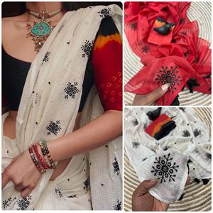 Sari indien Kota Doriya Boutique sexy, broderie florale noire, tenue de mariage traditionnelle, vêtements ethniques pour femmes, fête nuptiale, séchage rapide, tout-en-un - Product Image 5