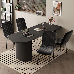 Set Moderno di 4 Sedie da Pranzo per Cucina e Sala da Pranzo con Seduta Imbottita e Gambe in Metallo per Casa - Product Image 1