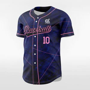 2025 Custom Navy Blue Marble Baseball Jersey <b>Pink</b> Accent Button-Up Team Uniform Personalized Name Number Pro Style Wholesale - Product Image 2