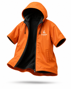 Parka de natation longue professionnelle pour hommes, imperméable, doublée polaire, à capuche, en polyester, avec fermeture éclair, pour nageurs compétitifs, plage et piscine - Product Image 1