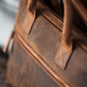 New Arrival Classic Leather <b>Laptop</b> Briefcase Shoulder Bag Zipper Closure Protective Design for Business Travel From India - Product Image 4