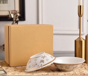 Tazones de Porcelana China de 6 Pulgadas con Diseño Europeo de Mariposas Pintadas a Mano, Ecológicos y Personalizados para Uso en Hoteles - Product Image 1