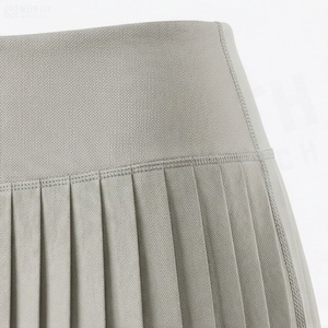 Women Pleated Mini <b>Skirt</b> <b>Elastic</b> <b>Waist</b> Solid Color Breathable Polyester <b>Skirt</b> All Seasons Wear - Product Image 5