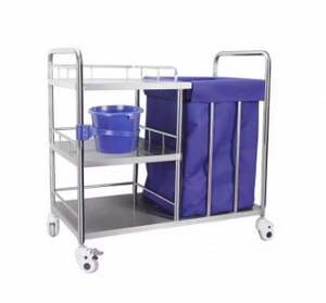 Chariot d'infirmière hospitalier personnalisable en acier inoxydable 304 à trois niveaux, épaissi, largeur 24, capacité de charge 40 lb, pour usage intensif - Product Image 3