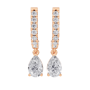 ต่างหูเพชรทรงหยดน้ำ Aarinya Pear-Cut Solitaire Linear Lab Grown Diamond ชุบทอง 9K สำหรับงานปาร์ตี้ สไตล์คลาสสิก - Product Image 1