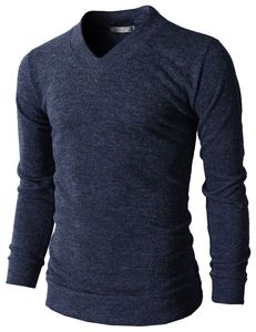 Custom Logo <b>Men's</b> V-Neck Solid <b>Wool</b> Pullover <b>Sweater</b> with Long Sleeves <b>for</b> Winter - Product Image 2