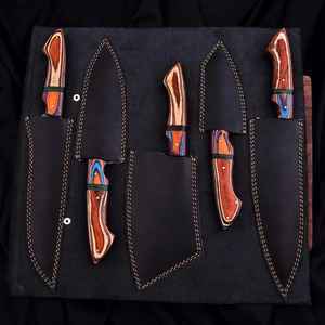 Ensemble de couteaux de chef professionnels en acier Damas faits à la main, ensemble de couteaux de cuisine professionnels, ensemble de couteaux de chef forgés à la main - Product Image 5