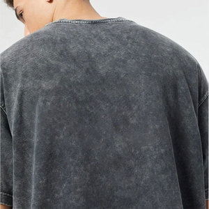 T-shirts décontractés pour hommes en coton de haute qualité, style streetwear, col rond, effet délavé, nouvelle coupe ample - Product Image 2