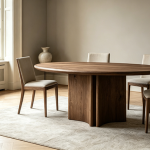 Modern Scandinavian Wood Oval <b>Dining</b> Table Set with Solid Back <b>Chairs</b> for Home <b>Dining</b> Room Furniture - Product Image 1