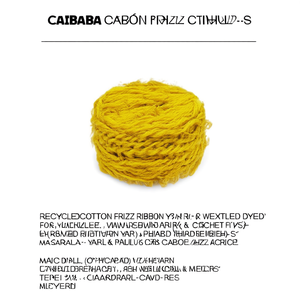 Fil de coton recyclé effet frisé - Fil textile teint à la main couleur curcuma pour tissage et travaux au crochet - Product Image 2