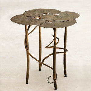 Table d'appoint ronde en métal, design double, qualité antique, taille personnalisée, en aluminium et laiton - Product Image 4