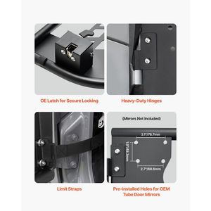 Cerniere per Porte Tubolari Jeep Stile Caccia a 2 Porte, Cerniere Rinforzate, Chiusura OE, Cerniere per Finestrini Porte Tubolari Jeep, Cuscinetti in Gomma per Porte Tubolari Jeep - Product Image 3