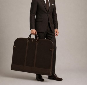 Housse de transport de costume en cuir véritable de qualité supérieure, robuste, moderne et simple, avec fermeture éclair, pour voyage de luxe - Product Image 1