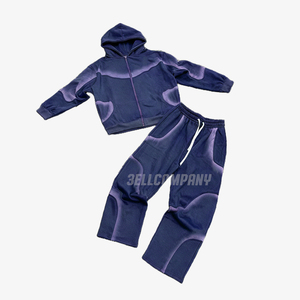 Conjunto Deportivo Azul para Hombre, Sudadera con Cierre Completo y Pantalones Jogger, Estilo Casual Holgado, Ropa Deportiva Urbana - Product Image 6