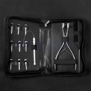 Professional Stainless Steel Black Hair Extension Tool Kit Micro Bead Loop Needle <b>Crochet</b> <b>Hook</b> Pliers Set Zipper Case for - Product Image 3