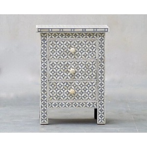 Modern Handmade Bone Inlay Large 3-Drawer <b>Bedside</b> <b>Table</b> <b>Stool</b> Ottoman Mother Pearl Black Finish for Home Decoration f s - Product Image 3