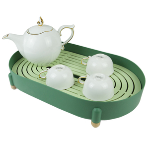 Plastic Oval Geometric <b>Curve</b> Design Modern Multi-Functional 2-Piece Decorative Trays Set for <b>Coffee</b> <b>Table</b> Ramadan Beverages - Product Image 1