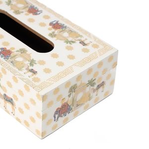 Decorative Oriental Wooden Tissue Holder with Enamel Printed Camel Pattern Square Storage <b>Case</b> for Home Dining Room - Product Image 3