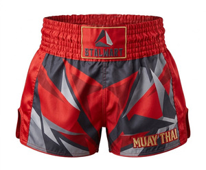 Shorts de boxe blancs et noirs STALWART IMPEX en satin de coton et polyester, écologiques, durables, haute élasticité, séchage rapide, protection optimale - Product Image 4
