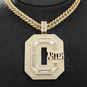 Silver Plated Rose Gold Moissanite Hiphop Letter Pendant Charm Octagonal <b>Name</b> <b>Necklace</b> <b>Custom</b> Party Jewelry Unisex - Product Image 2