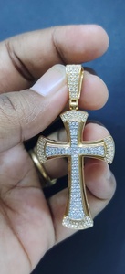 จี้เพชรรูปกางเขน จี้ศาสนา จี้ฮิปฮอป จี้เงินแท้ 925 ชุบทอง จี้ศรัทธาคริสเตียน ของขวัญแทนใจ - Product Image 4