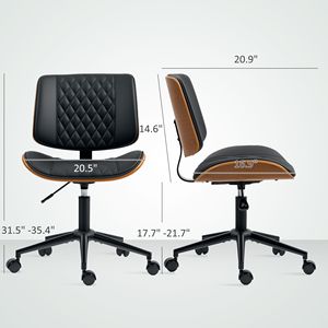 Silla de Oficina en Cuero PU Negro con Ruedas, Altura Ajustable y Giro de 360° para Lectura - Product Image 3