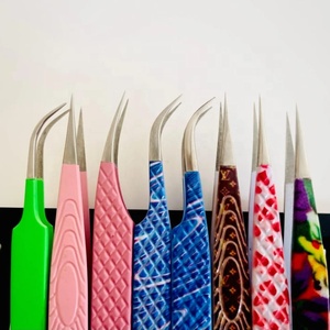 Professional Eyelash Extension Tweezers New Design Heart <b>Grip</b> Handle Custom Logo Stainless Steel Anti-Magnetic Precision Smooth - Product Image 3