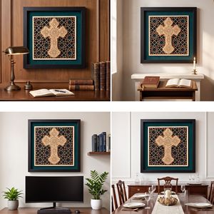 Arte Mural de Madera con Cruz de Mandala, Decoración Cristiana Intrincada con Capas y Marco para el Hogar y la Oficina - Product Image 5