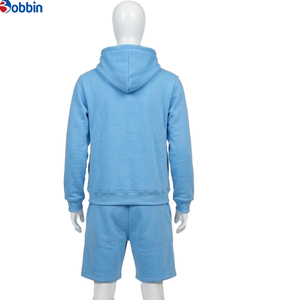 Conjunto de Sudadera con Capucha y Pantalones Cortos, 2 Piezas, Estilo Casual, Diseño de Corazón, Chándal Azul, Unisex, Tallas Grandes, Estampado de Dibujos Animados, Ecológico - Product Image 3