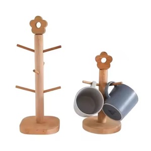 High On Sale <b>Mug</b> Holder Natural Wood Pole & Round Base Coffee Cup Tree Kitchen Storage Countertop Organizer <b>Stand</b> Set <b>Mug</b> Holder - Product Image 4