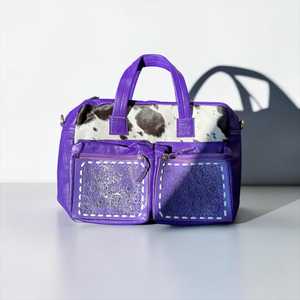 Bolso Maletín Morado de Moda para Mujer con Panel de Piel Vacuna y Bolsillos Grabados, Bolso Suave Multifuncional para Uso Diario - Product Image 2