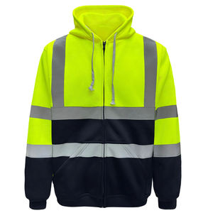 Sweat à capuche de sécurité personnalisable unisexe haute visibilité, classe 1, imperméable, respirant, avec empiècements, doublure polaire, fermeture éclair - Product Image 1