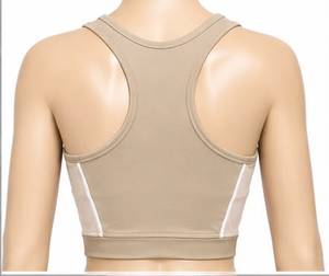 เสื้อกล้ามสปอร์ตบราคอกลมสีเบจสำหรับผู้หญิงจาก General Industries ระบายอากาศได้ดี ดีไซน์สีตัดกัน - Product Image 3