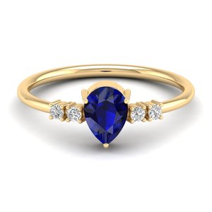 แหวนหมั้นเพชรโมอิสซาไนต์ทอง 14K ราคาส่ง REYES สำหรับผู้หญิง แหวนหรูหราทรงลูกแพร์ ประดับพลอยไพลินสีน้ำเงิน 0.75 กะรัต เครื่องประดับชั้นดี - Product Image 6