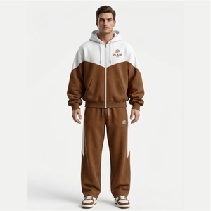 Survêtement en molleton de coton lourd personnalisé |   Ensemble sweat à capuche oversize à épaules tombantes et pantalon de jogging large - Product Image 1