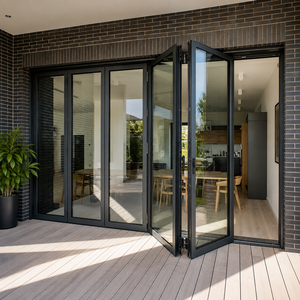 Porte coulissante pliante en aluminium, étanche, double vitrage, pour véranda Lowe, portes pliantes extérieures en aluminium - Product Image 1