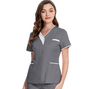 Uniformes chirurgicaux d'hôpital, uniformes de médecin et d'infirmière à manches courtes, vêtements de travail en coton à col en V pour techniciens - Product Image 4