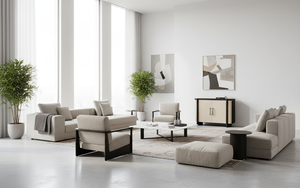 Buffet moderne à 2 portes en chêne massif pour salon - Rangement résistant à l'eau avec design minimaliste - Product Image 3