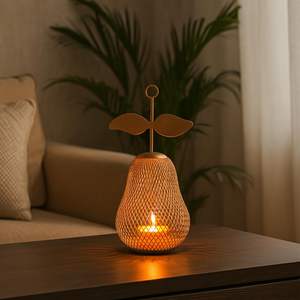 Porte-bougie en métal en forme de poire - Décoration élégante dorée pour la maison, idéale pour Diwali, Noël, anniversaires et mariages - Product Image 1