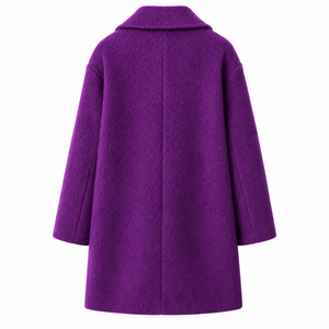 Manteau long en laine personnalisé du Conseil NCNW, logo brodé sur le devant, couleur bleu et blanc, manches longues, pour femme - Product Image 3