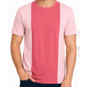 Service OEM - T-shirt pour homme à manches courtes, bicolore, rose pastel, en coton, col rond, séchage rapide, respirant, coupe classique - Product Image 2