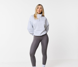 Custom Logo Sky Blue Crewneck Sweaters Oversized Embroidered Mock Neck Sweatshirt Turtleneck Sweatshirts Gym Wear Tops for Women - Product Image 2