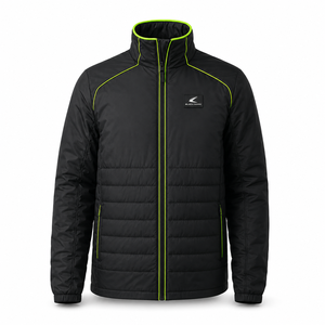 Chaqueta Acolchada con Capucha de Secado Rápido para Hombre, con Ribete Rojo y Azul, Cierre Completo, Aislante, para Invierno y Actividades al Aire Libre - Product Image 1