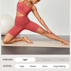 Athleisure Style Women High Waisted Yoga Shorts Customizable Breathable Smooth Fabric <b>Pattern</b> Workout Shorts for Private Label - Product Image 2