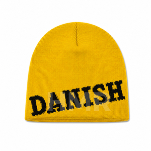 Bonnet en tricot côtelé en mélange de laine HMR Sisterhood Brotherhood, avec revers, broderie jaune, bonnet danois, unisexe, pour adulte - Product Image 1